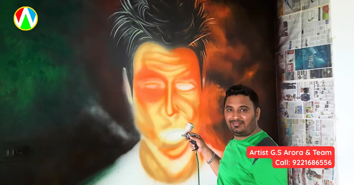 Airbrush technique for glowing orange face portrait