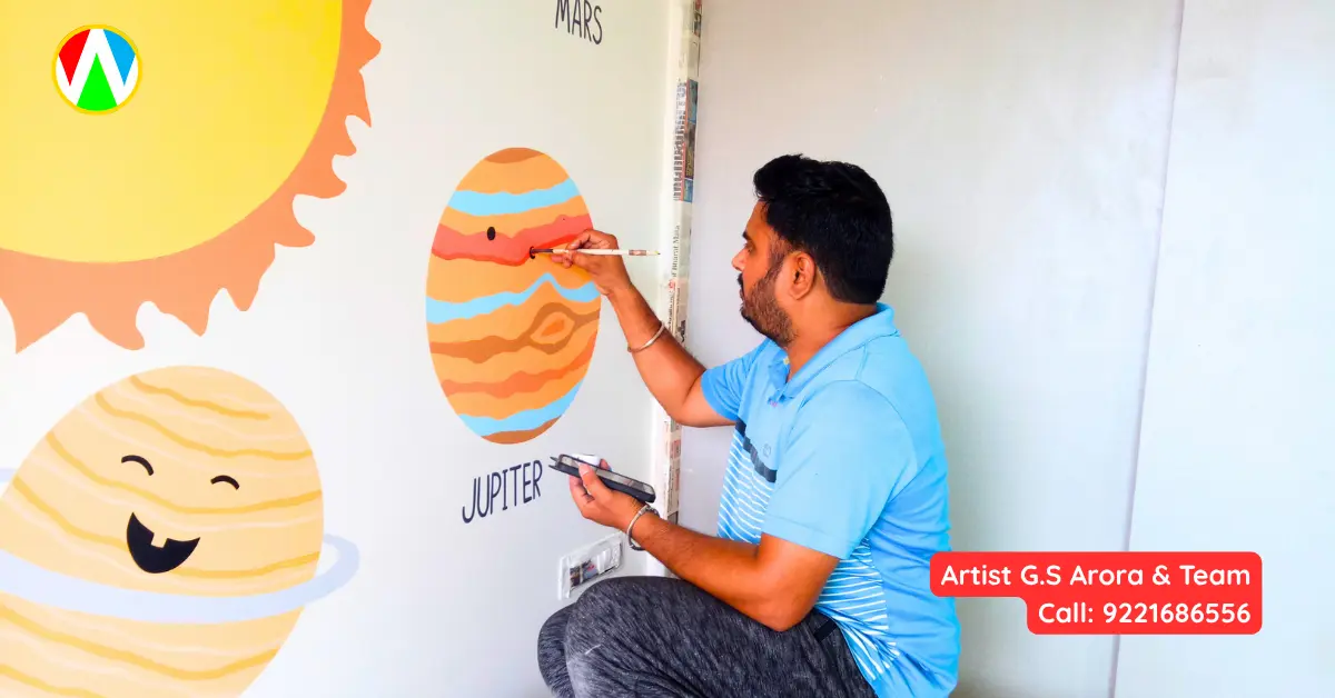 Solar System Wall Paintingr for kids room mural