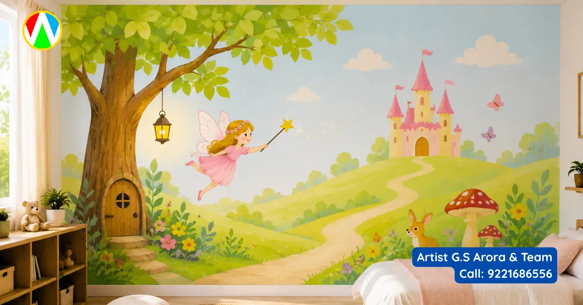 Premium Wall Decor Magical Kids Room featuring an enchanted forest fairy tale by Artist G.S. Arora